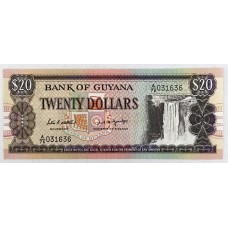 GUYANA 1989 . TWENTY 20 DOLLARS BANKNOTE